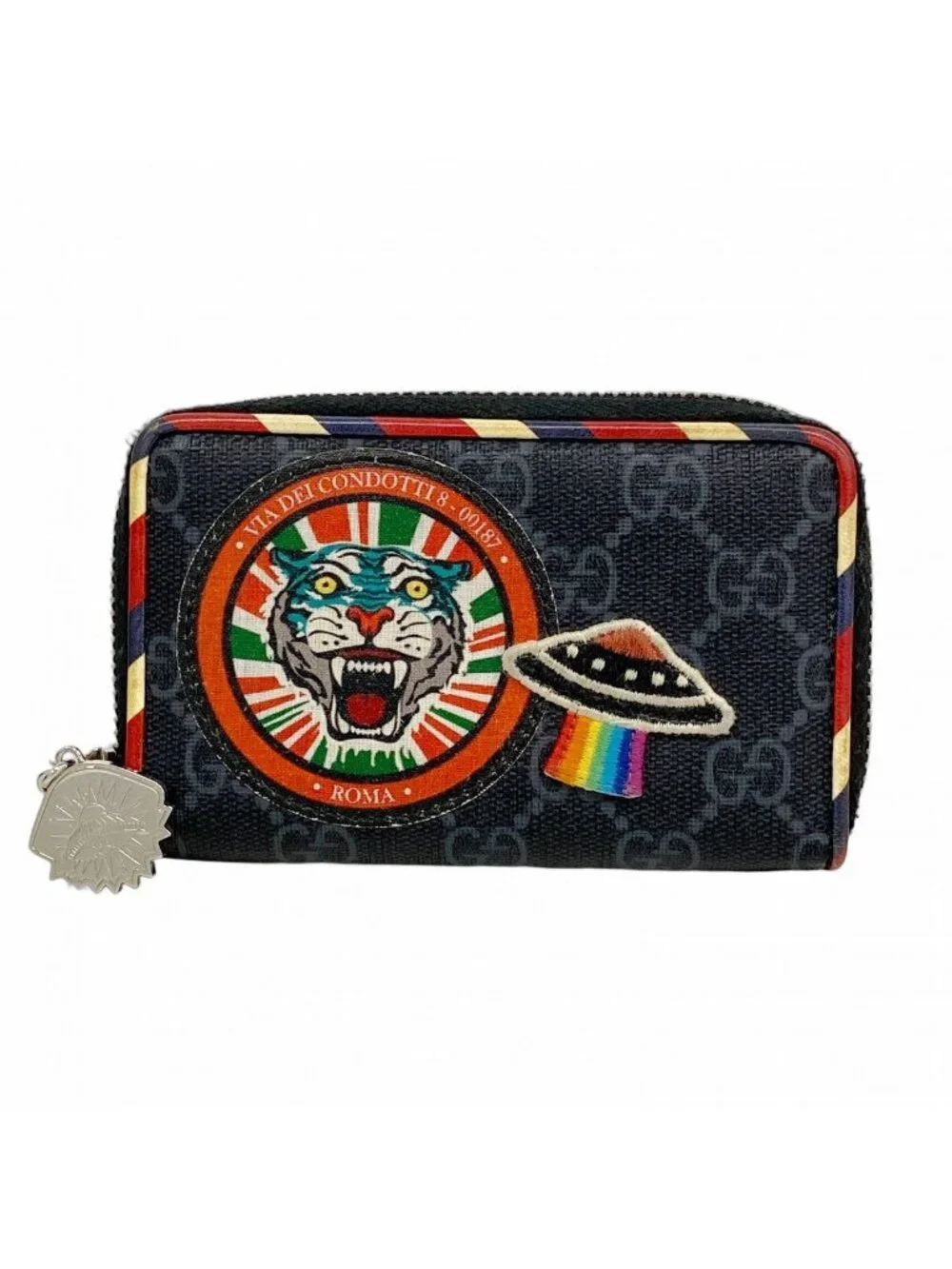Gucci Coin Case GG Supreme Black Silver